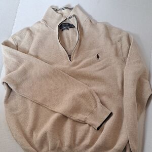 POLO RALPH LAUREN 1/4 Zip Beige Sweater Cotton